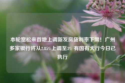 本轮宽松来首地上调新发房贷利率下限！广州多家银行将从2.85%上调至3% 有国有大行今日已执行