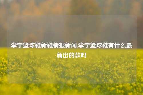 李宁篮球鞋新鞋情报新闻,李宁篮球鞋有什么最新出的款吗