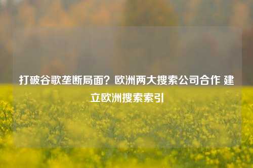 打破谷歌垄断局面？欧洲两大搜索公司合作 建立欧洲搜索索引