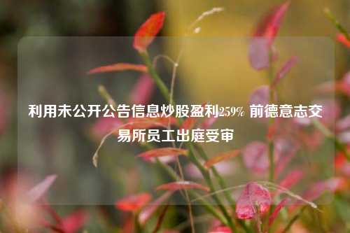 利用未公开公告信息炒股盈利259% 前德意志交易所员工出庭受审