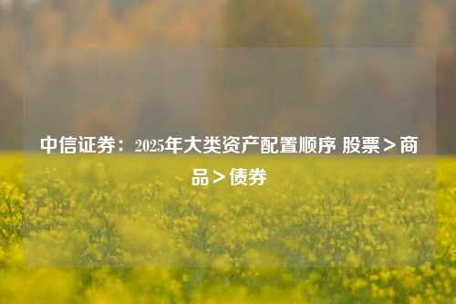 中信证券：2025年大类资产配置顺序 股票＞商品＞债券