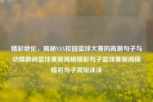 精彩绝伦，揭秘XXX校园篮球大赛的高潮句子与动情瞬间篮球赛新闻稿精彩句子篮球赛新闻稿精彩句子简短沫沫