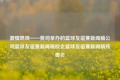 激情燃烧——我司举办的篮球友谊赛新闻稿公司篮球友谊赛新闻稿校企篮球友谊赛新闻稿残奥会