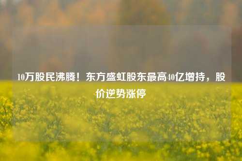 10万股民沸腾！东方盛虹股东最高40亿增持，股价逆势涨停