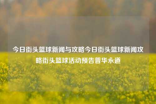 今日街头篮球新闻与攻略今日街头篮球新闻攻略街头篮球活动预告普华永道