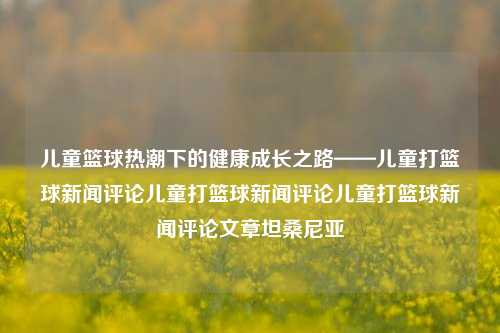 儿童篮球热潮下的健康成长之路——儿童打篮球新闻评论儿童打篮球新闻评论儿童打篮球新闻评论文章坦桑尼亚