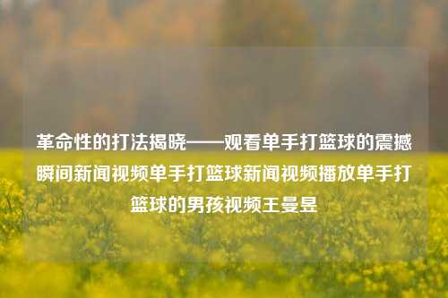 革命性的打法揭晓——观看单手打篮球的震撼瞬间新闻视频单手打篮球新闻视频播放单手打篮球的男孩视频王曼昱