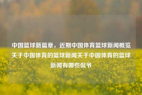 中国篮球新篇章，近期中国体育篮球新闻概览关于中国体育的篮球新闻关于中国体育的篮球新闻有哪些侃爷