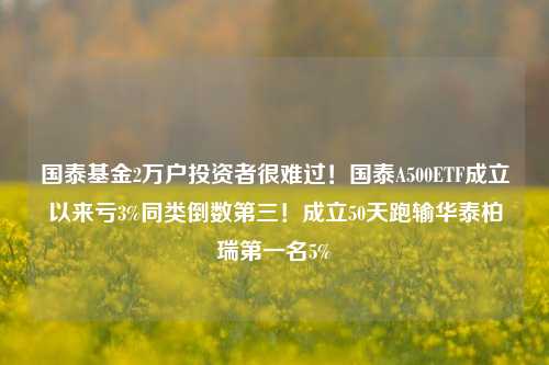 国泰基金2万户投资者很难过！国泰A500ETF成立以来亏3%同类倒数第三！成立50天跑输华泰柏瑞第一名5%