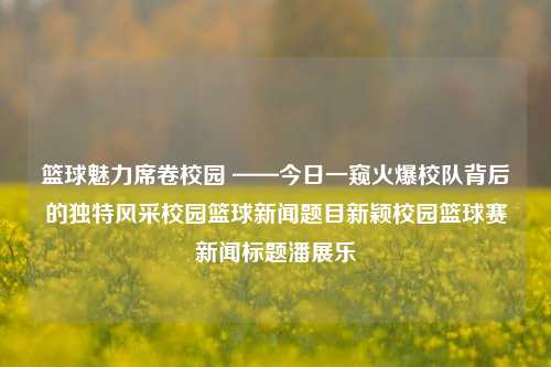 篮球魅力席卷校园 ——今日一窥火爆校队背后的独特风采校园篮球新闻题目新颖校园篮球赛新闻标题潘展乐