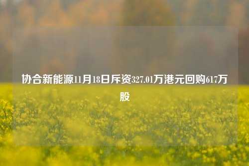 协合新能源11月18日斥资327.01万港元回购617万股