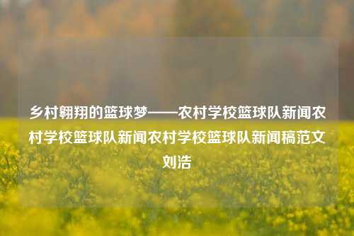 乡村翱翔的篮球梦——农村学校篮球队新闻农村学校篮球队新闻农村学校篮球队新闻稿范文刘浩