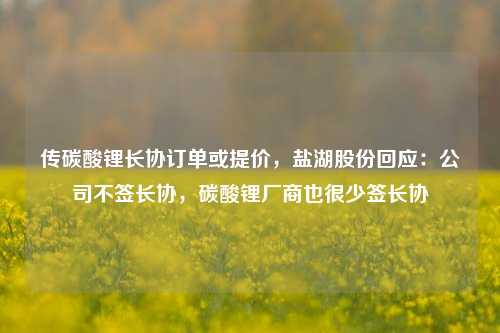 传碳酸锂长协订单或提价，盐湖股份回应：公司不签长协，碳酸锂厂商也很少签长协