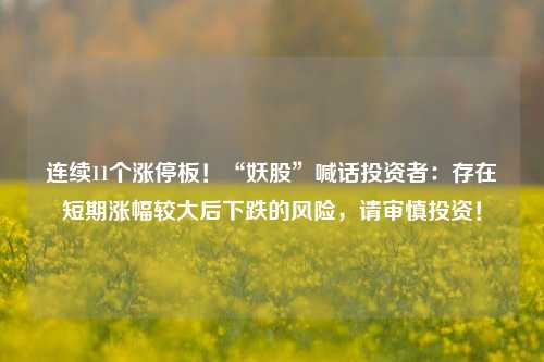 连续11个涨停板！“妖股”喊话投资者：存在短期涨幅较大后下跌的风险，请审慎投资！