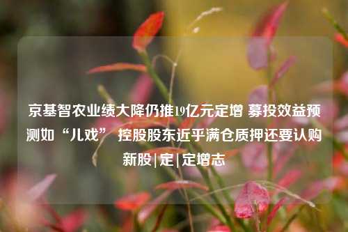 京基智农业绩大降仍推19亿元定增 募投效益预测如“儿戏” 控股股东近乎满仓质押还要认购新股|定|定增志