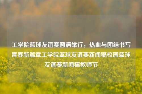 工学院篮球友谊赛圆满举行，热血与团结书写青春新篇章工学院篮球友谊赛新闻稿校园篮球友谊赛新闻稿教师节