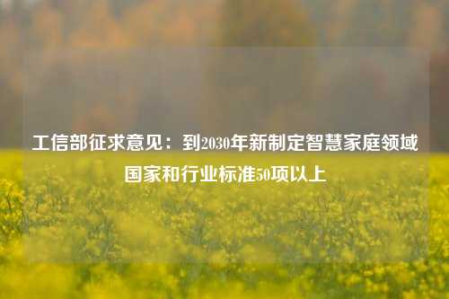 工信部征求意见：到2030年新制定智慧家庭领域国家和行业标准50项以上