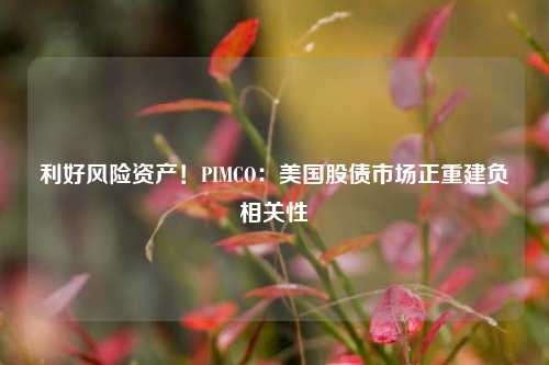 利好风险资产！PIMCO：美国股债市场正重建负相关性