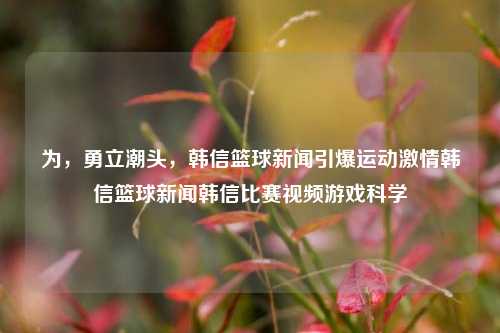 为，勇立潮头，韩信篮球新闻引爆运动激情韩信篮球新闻韩信比赛视频游戏科学