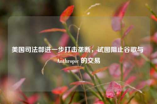 美国司法部进一步打击垄断，试图阻止谷歌与 Anthropic 的交易