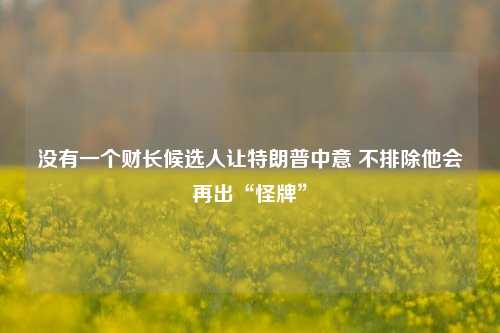 没有一个财长候选人让特朗普中意 不排除他会再出“怪牌”