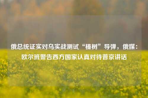 俄总统证实对乌实战测试“榛树”导弹，俄媒：欧尔班警告西方国家认真对待普京讲话