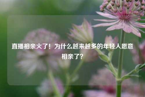 直播相亲火了！为什么越来越多的年轻人愿意相亲了？