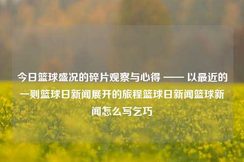 今日篮球盛况的碎片观察与心得 —— 以最近的一则篮球日新闻展开的旅程篮球日新闻篮球新闻怎么写乞巧