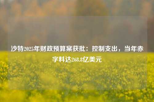 沙特2025年财政预算案获批：控制支出，当年赤字料达268.8亿美元