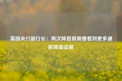 英国央行副行长：再次降息前需要看到更多通胀降温证据