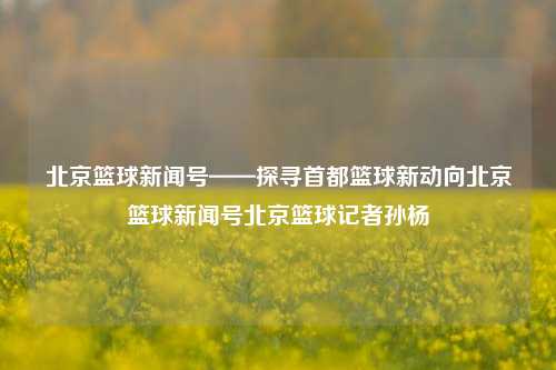 北京篮球新闻号——探寻首都篮球新动向北京篮球新闻号北京篮球记者孙杨