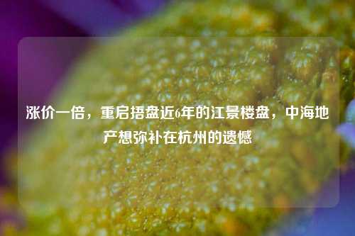 涨价一倍，重启捂盘近6年的江景楼盘，中海地产想弥补在杭州的遗憾