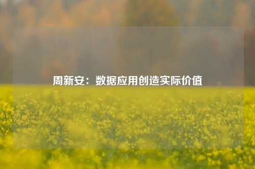 周新安：数据应用创造实际价值