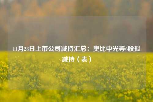 11月28日上市公司减持汇总：奥比中光等6股拟减持（表）