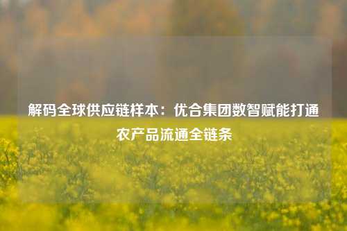 解码全球供应链样本：优合集团数智赋能打通农产品流通全链条