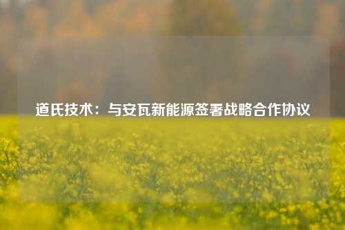 道氏技术：与安瓦新能源签署战略合作协议