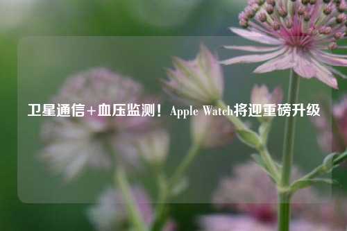 卫星通信+血压监测！Apple Watch将迎重磅升级