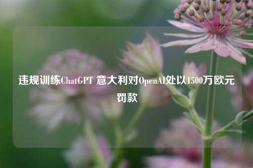 违规训练ChatGPT 意大利对OpenAI处以1500万欧元罚款