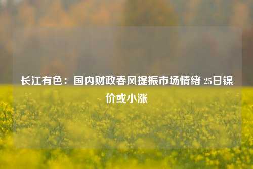 长江有色：国内财政春风提振市场情绪 25日镍价或小涨