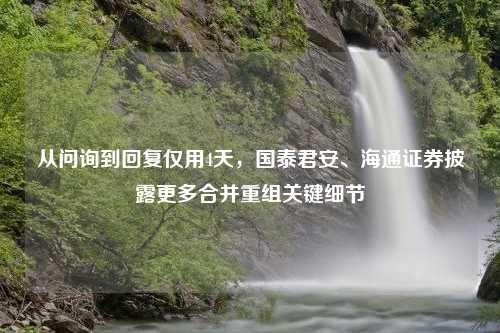 从问询到回复仅用4天，国泰君安、海通证券披露更多合并重组关键细节