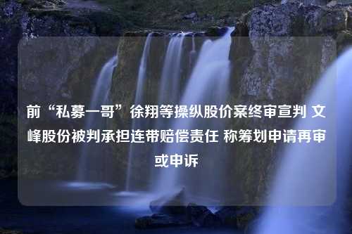 前“私募一哥”徐翔等操纵股价案终审宣判 文峰股份被判承担连带赔偿责任 称筹划申请再审或申诉